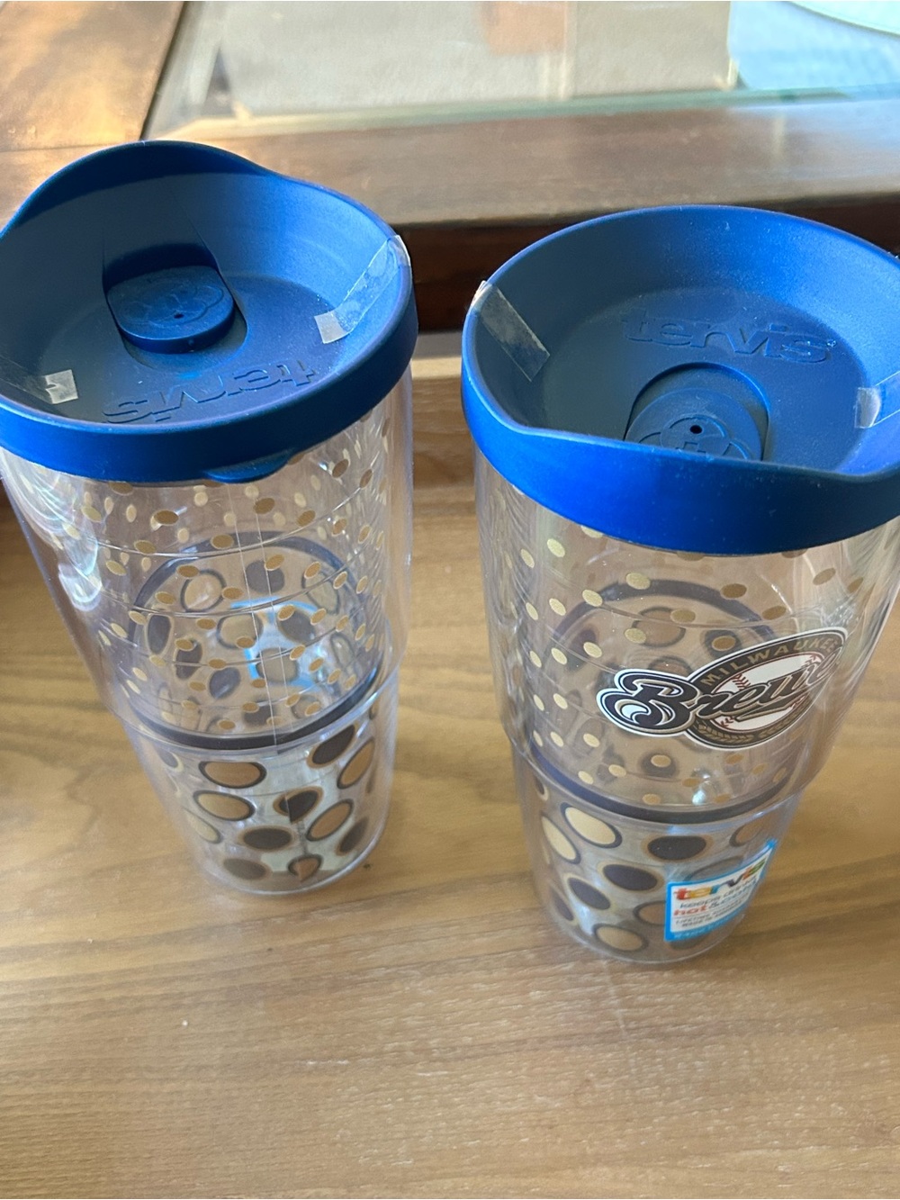 tervis Milwaukee Brewers Gold and Navy Dot 24oz Tumbler Set of 2 With Lids - Picture 8 of 10